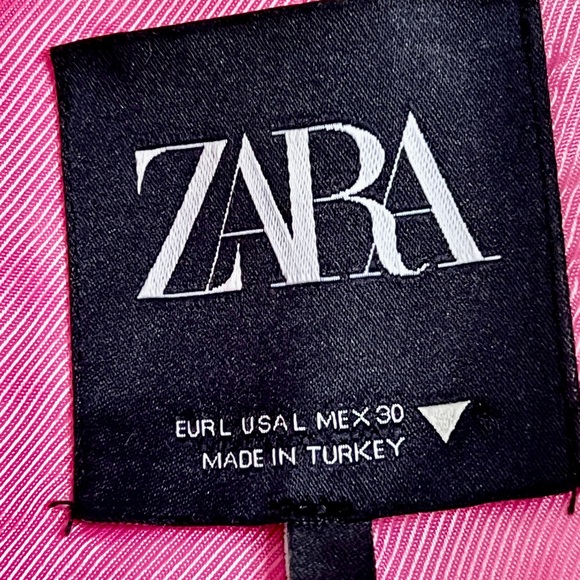 ZARA Pink Tweed Blazer L Textured Bouclé Rhinestone Button Jacket Blogger Viral - Picture 13 of 16
